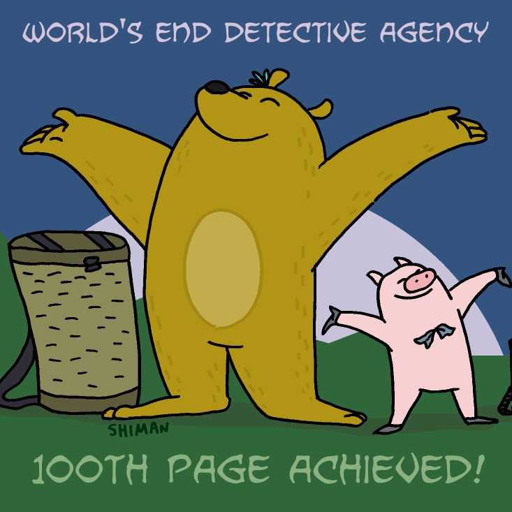 World's End Detective Agency draft: 100th page achieved!